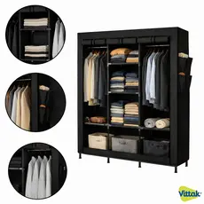 Vittak Guarda-Roupa Dobrável Portátil Organizador com 8 Prateleiras, 2 Cabideiros e Zíper – Para Roupas e Sapatos