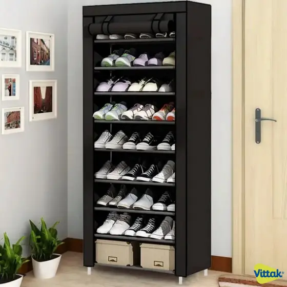 Vittak Sapateira Organizadora 9 Prateleiras Desmontável Vertical Até 27 Pares – Estrutura em Metal + TNT