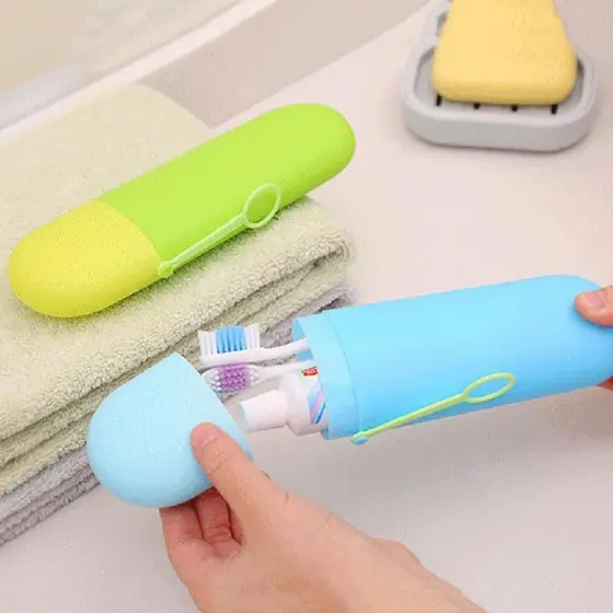 Estojo Porta Escova De Dente e Creme Dental Portátil