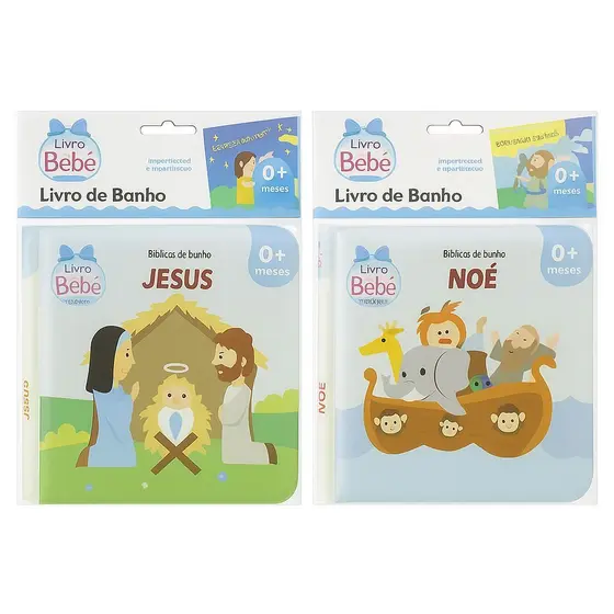 Kit 2 Livros Bíblicos de Banho Bebê – Jesus e Noé