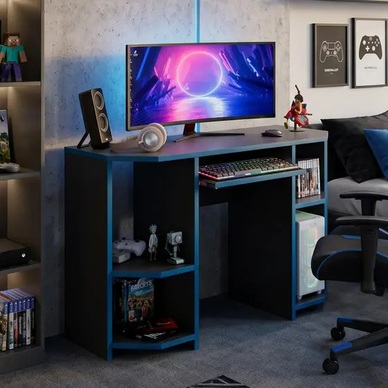 Mesa Escrivaninha Game Mdf Para Computador Quarto Suporte Gabinete Nicho Prateleira