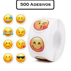 Rolo 500 Adesivo Emoji Smile Carinha Feliz Figurinhas Diversos Infantil Divertido Escolar Professor