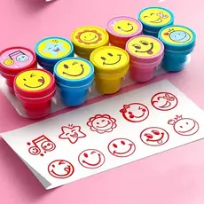 Kit 10 Carimbo Infantil Pedagógico Personalizado Escolar Professor Emoji Divertido Fofo Personagem
