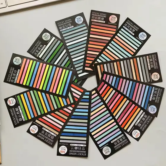 300 Folhas Notas Finas Adesivas Post It Marcador De Páginas Textos Livros Estudante Papelaria Cores