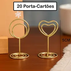 20 Mini Porta Cartões De Metal Formato De Coração E Redondo Para Mesas De Casamentos Números Visitas