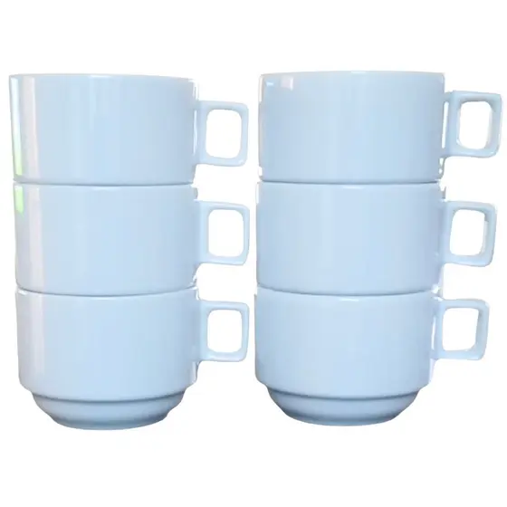 Jogo 6 Xicaras Café/Chá hotel 200ml Empilháveis-Porcelana(2)