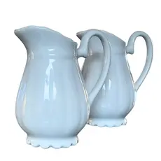 Kit 2 Jarras Clássicas 300ml, Leiteira, Sucos e Bebidas - Porcelana Branca