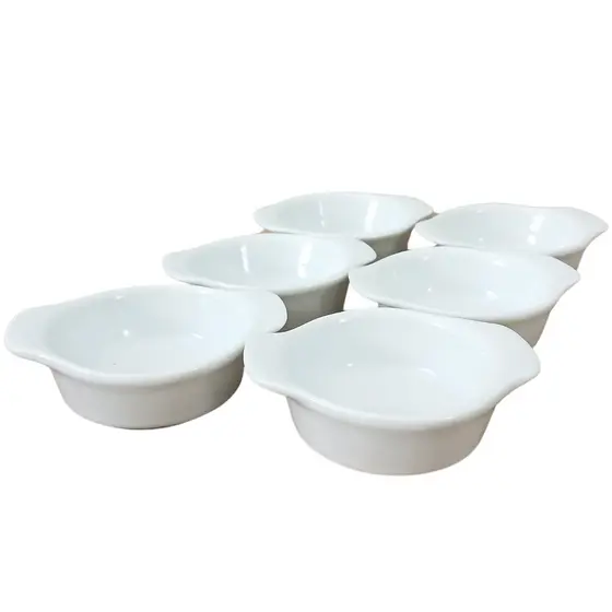 Jogo 6 Tigelas sobremesa 100ml - com abas - Kit Porcelana branca (2)