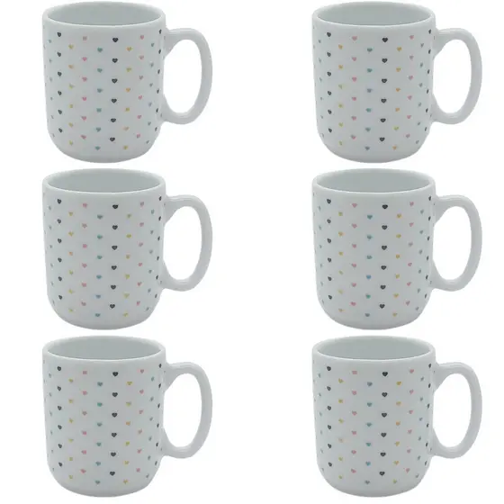Jogo 6 canecas 150ml - Poá Colorido - Porcelana