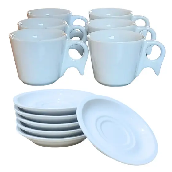 Kit Jogo Xicaras Café Chá Cappuccino 200ml Cabo Prático c/ pires