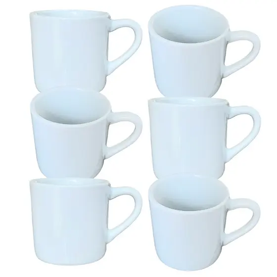 Jogo 6 Caneca Xícara 100ml Café Chá Cappuccino - Porcelana