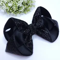 Laço Infantil Luxo Preto - Pretinho Básico Nada Básico com brilho - Laço de Menina Tamanho G