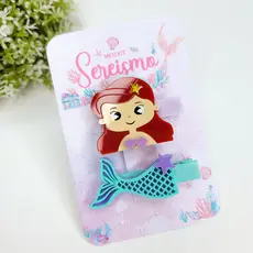 Hair Clips Ariel Alta Qualidade - Acrílico Tema Sereia - Clip de Cabelo - Presilha