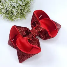 Laço Infantil Luxo Vermelho - Laço Vermelho com Brilho - Laço de Menina Tamanho G