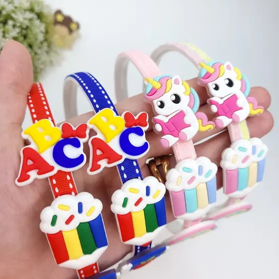Tiara Escolar de ALTA QUALIDADE / Arco Infantil Volta às Aulas / Apliques de Unicórnio Lápis Caderno ABC