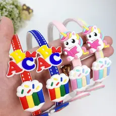 Tiara Escolar de ALTA QUALIDADE / Arco Infantil Volta às Aulas / Apliques de Unicórnio Lápis Caderno ABC