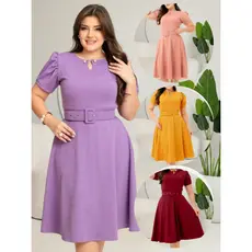 Vestido Godê Pérola Com Manga Princesa Perfeito Acompanha Cinto Lindas Cores