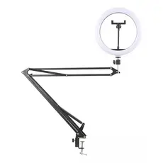 Ring Light Led Iluminador 26cm 10/12 Polegadas – 3 Temperaturas ou RGB + Braço Suporte Articulado Mesa