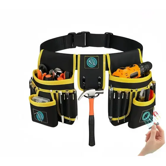 Bolsa De Ferramentas Para Eletricista resistente com ímã, Bolso Multifuncional De Nylon De Reparo De Cinto
