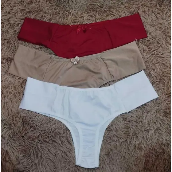 Kit 3 Calcinhas Tanga Cintura Alta