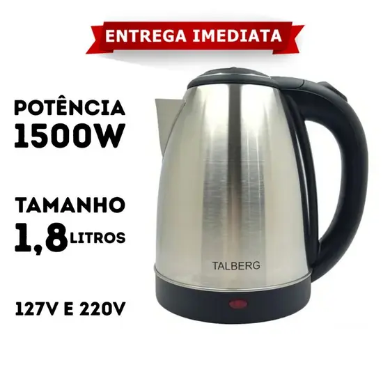 Chaleira Elétrica 1500W Inox 1,8 Litros