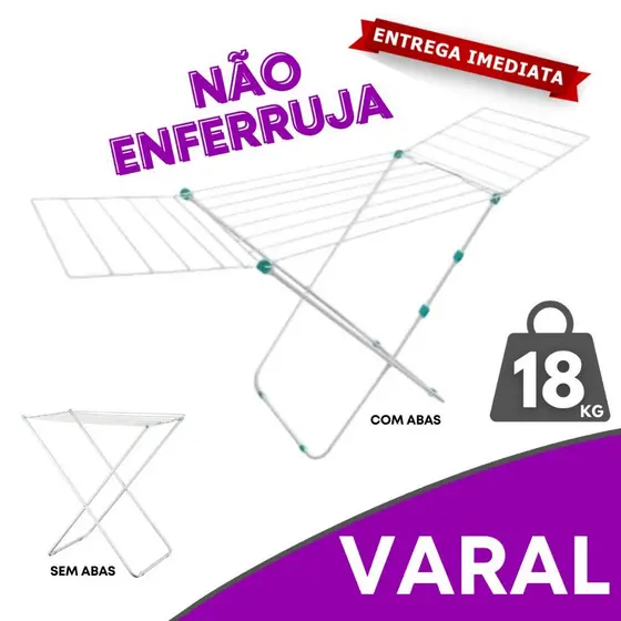 Varal de Chão Inox Com Abas Secalux Reforçado