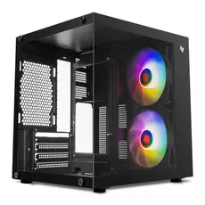 Gabinete Gamer Aquário Pichau Atom X, Mini-Tower, Lateral de Vidro, Com 2 Fans, Preto, PG-ATOMX-BK