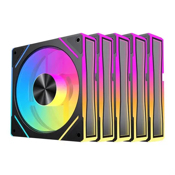 Kit Ventoinhas Acegeek Silverline, ARGB, 5x120mm, Preto, AG-SILVERLINE5X1-BK