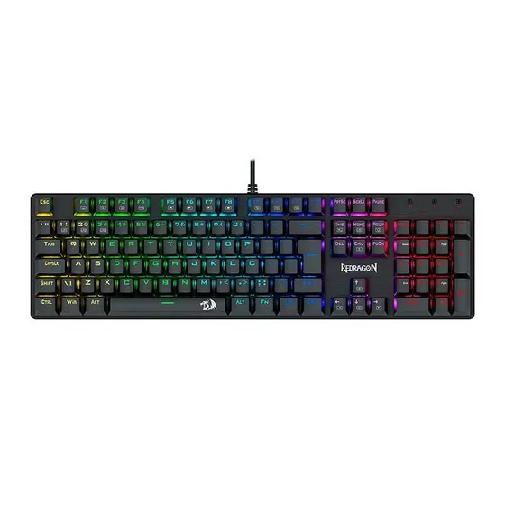 Teclado Mecanico Gamer Redragon Sindri, Rainbow, Switch Marrom, USB, Preto, K671