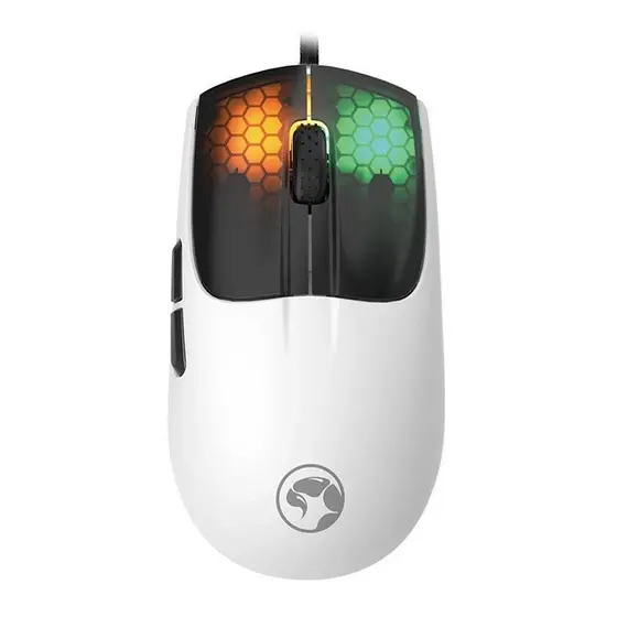 Mouse Gamer Marvo M727, RGB, 12000DPI, 6 Botoes, USB, Branco, M727