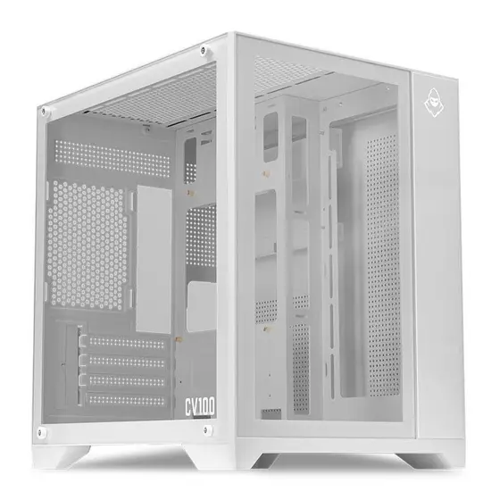 Gabinete Gamer Aquário Mancer CV100, Mid-Tower, Lateral De Vidro, Branco, MCR-CV100-WH