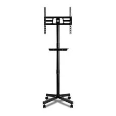 Suporte Pedestal Para TV 32 a 55 Pol Com Rodinhas Ajustável Universal Preto Zinnia STV550