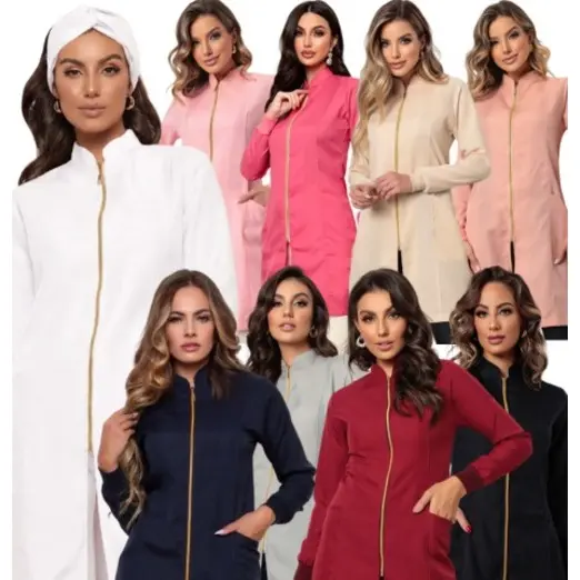 Jaleco Feminino com Zíper Nice + Turbante Varias Cores Gardenia Jalecos