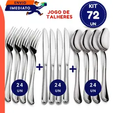 Talheres 72 peças Conjunto Inox Garfo Faca Colher Faqueiro Casa Cozinha Restaurante Festa Buffet Presentes