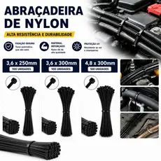 Kit 300 Abraçadeiras Enforca Gato De Nylon Cinta Plástica Hermann 3,6x300mm  3,6x250mm  4,8x300mm