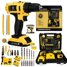 Kit Furadeira Parafusadeira Desparafusadeira 2 Baterias 25v Brushless Maleta Acessorios Bivolt