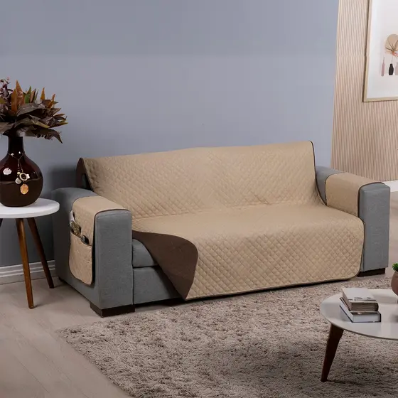 Protetor Sofá Dupla Face 3 Lugares Toque Macio Sofisticado