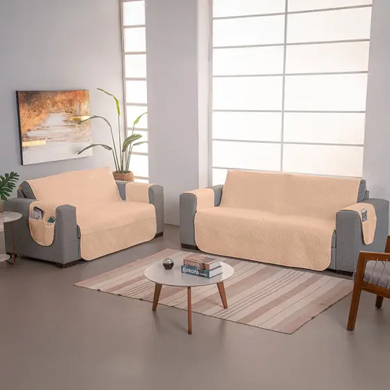 Protetor Sofá Liso Kit 2 E 3 Lugares Ajustável Toque Macio