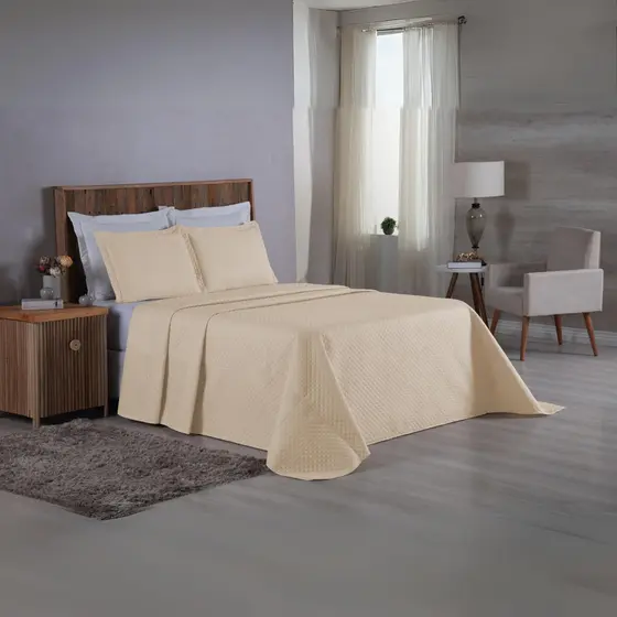 Colcha Cobre Leito Viena King 03 Pçs Toque Sofisticado Macio