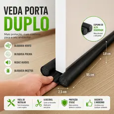 Veda Porta Rolinho Ajustável Protetor Impermeável Vedação Porta Duplo Não Entra Bicho Vento Pó