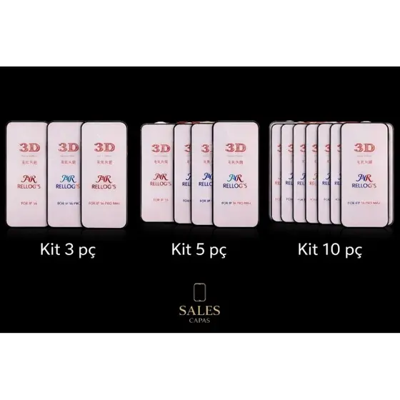 kit 5 pcs/ kit 3cs película 3D vidro iphone 17 11 12 13 14 15 16