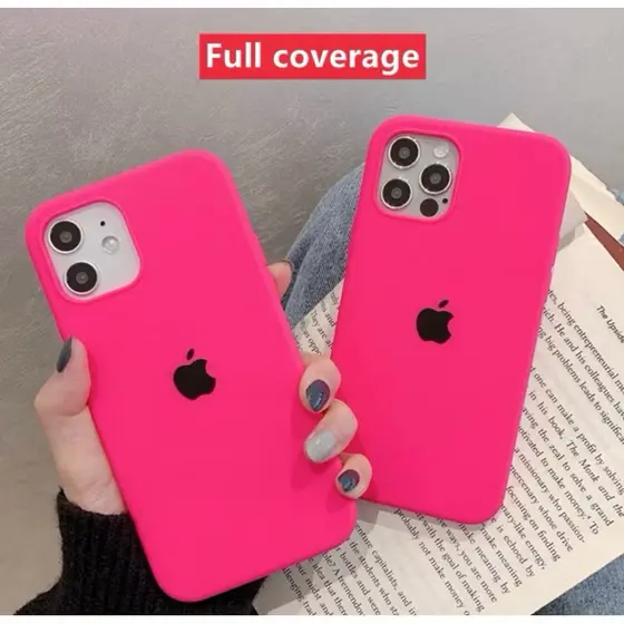Capa Capinha Silicone Premium Rosa Neon para iPhone – Proteção + Estilo