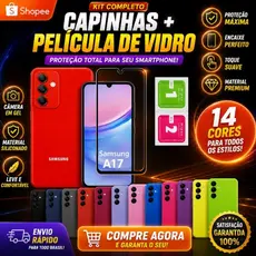 Pelicula Vidro 3D Samsung A17 + Capa Aveludada Colorida Capinha Samsung
