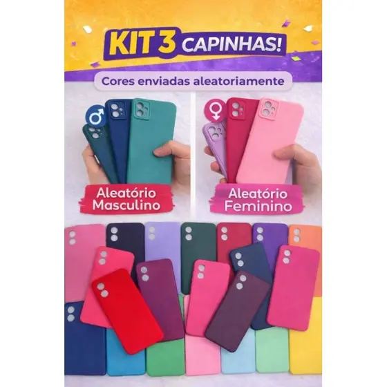 kit 3pcs Capa Capinha SAMSUNG  Slilicone Aveludado A05 A05S A15 A20 A14 A04 A03 A17 A07