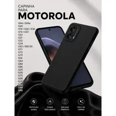 Capa Silicone Preta Aveludada Motorola G04 G24 G14 G15 G54 G84 G85 G35 G55 G75