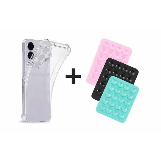 Capa Transparente Tpu + Ventosa Adesivo Para Samsung A04/A05/A06/A07/A14/A15/A16/A17