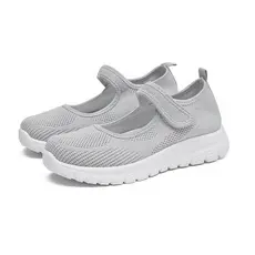 Tenis Slip on Feminino Mary Jane Confortavel Respirável Velcro Ajustavel Plataforma Meijile