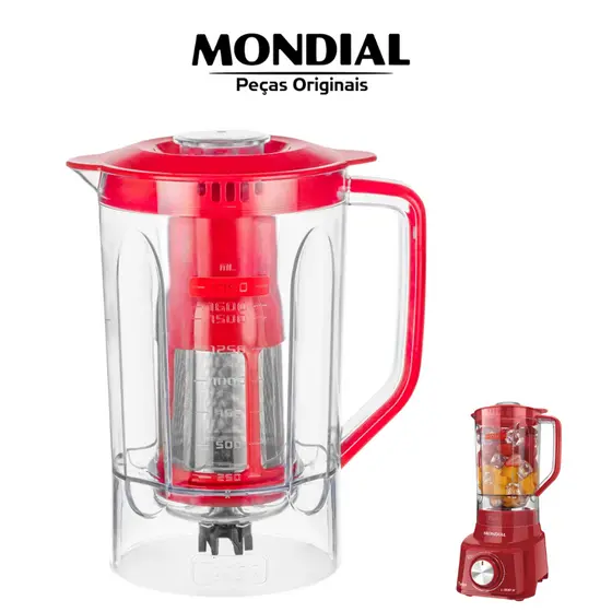 Copo de Liquidificador Mondial L900 Vermelho 1,75L em Acrílico  Original