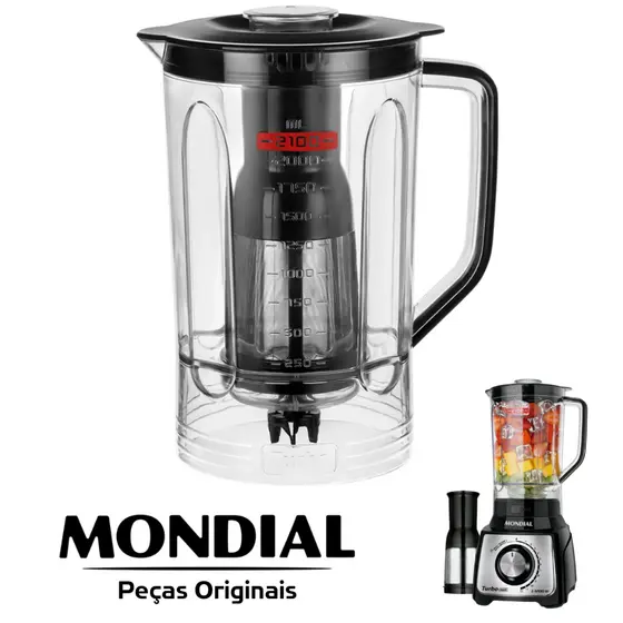 Copo Liquidificador Turbo Inox L-1000 L-1200 Preto Mondial Original 2,1L