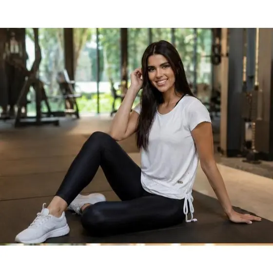 Blusa Feminina HMR com Barra e Manga Fitness/Academia